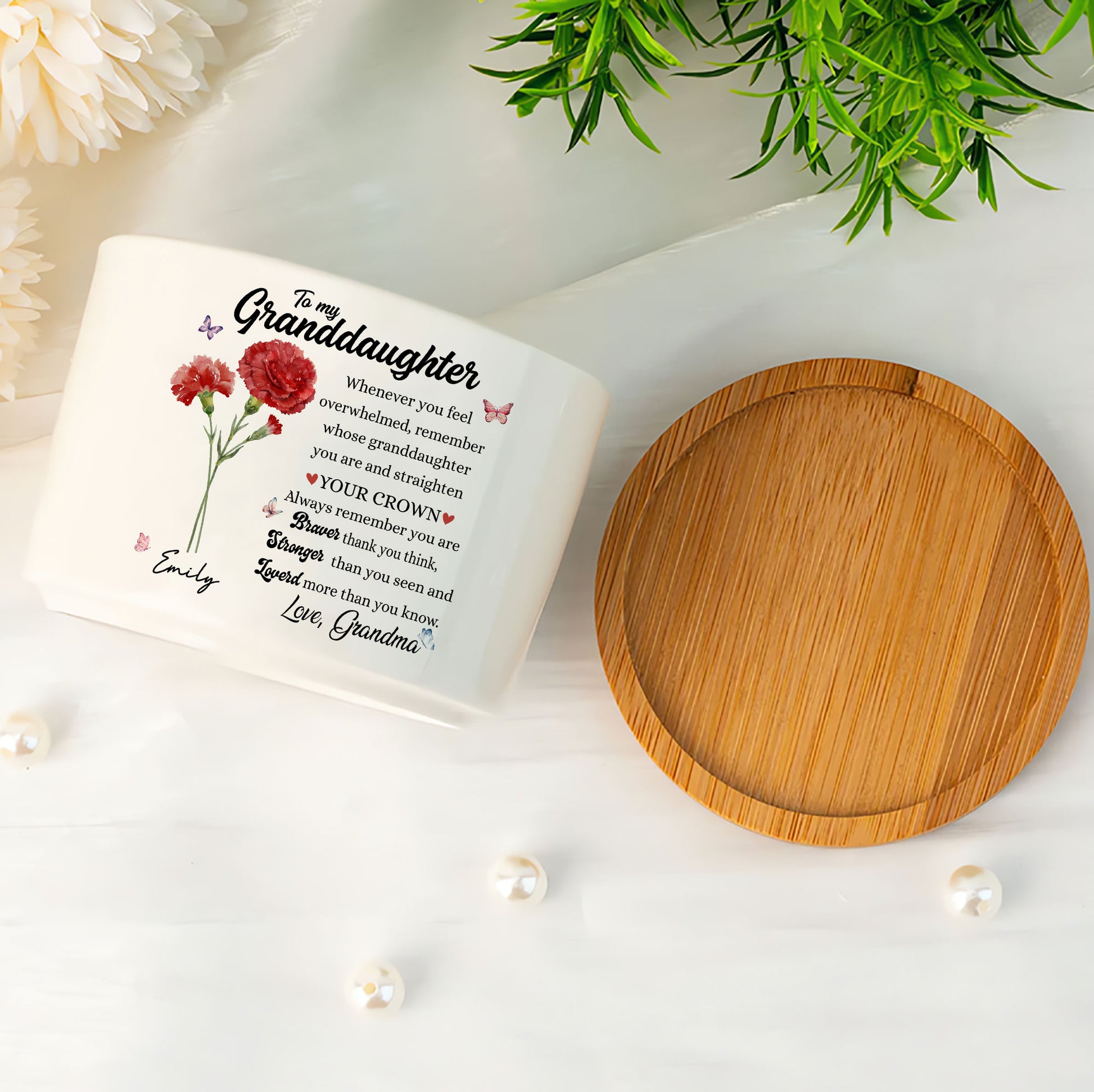 God’s Love for My Granddaughter: Birth Flower Personalized Ceramic Plant Pot