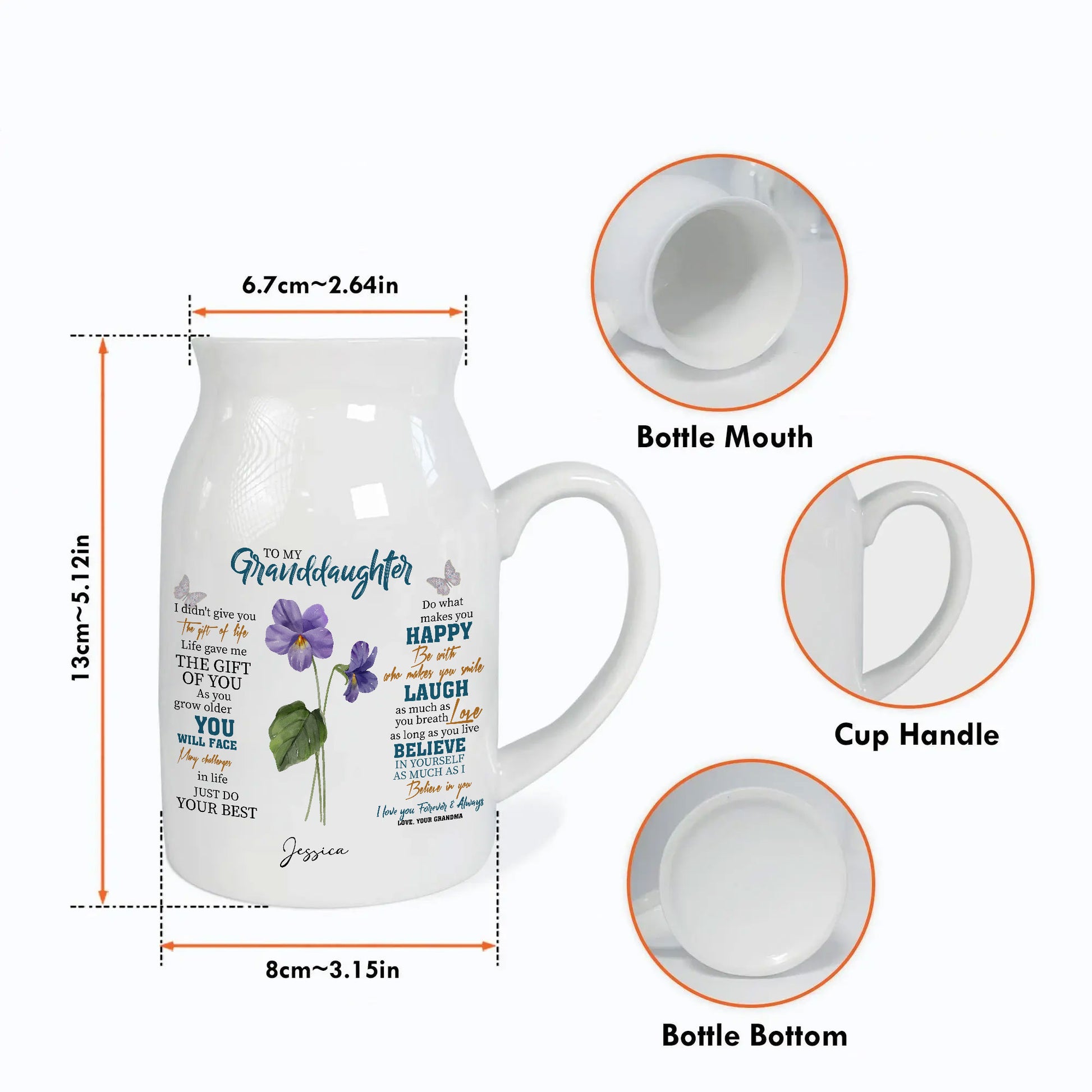Granddaughter God Says You Are Birth Flower Personalized Ceramic Vase, Custom Daughter Gift, Custom Mother's Day Gift, Personalized Birth Flower Gift With Special Message