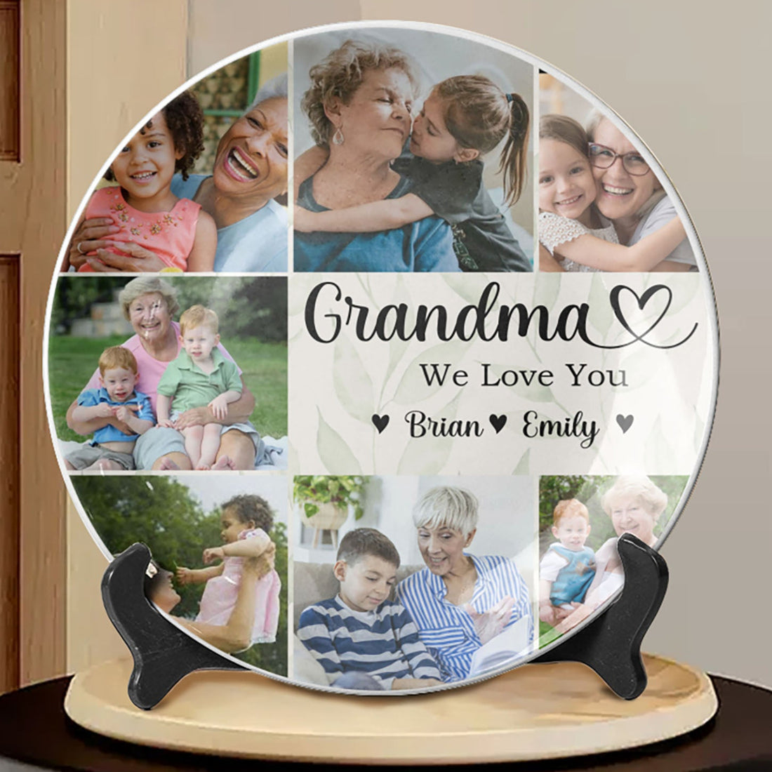 Grandma We Love You Custom Grandchild's Name With Birth Flower Ceramic Plate, Gift For Mom, Gift For Grandma, Mother's Day Gift