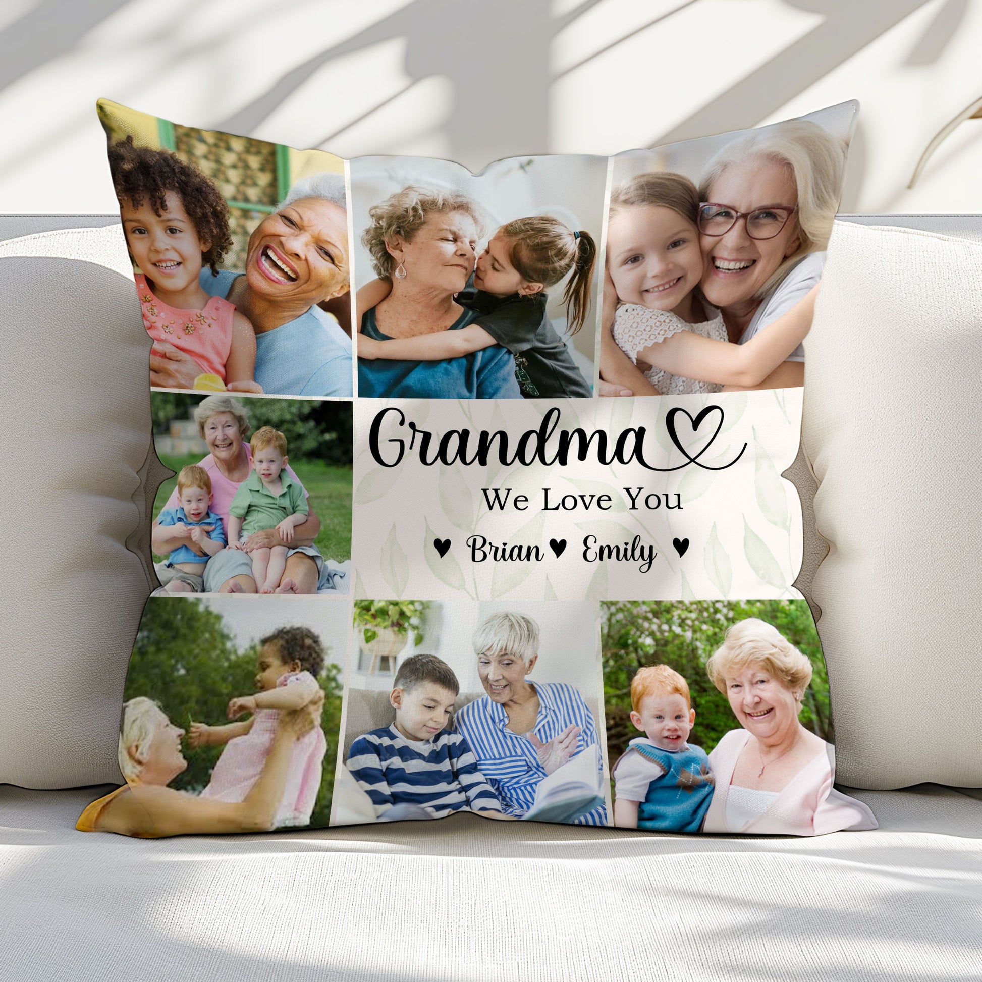 Grandma We Love You Pillow for Great Grandma Personalized with Great Grandchild's Name
