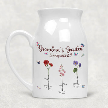 Grandma's Garden Growing Since Birth Flower Personalized Ceramic Vase