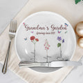 Grandma's Garden Growing Since Custom Year Grandchild's Name Birth Flower Ceramic Plate, Gift For Mom, Gift For Grandma