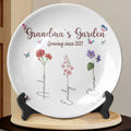 Grandma's Garden Growing Since Custom Year Grandchild's Name Birth Flower Ceramic Plate, Gift For Mom, Gift For Grandma, Mother's Day Gift