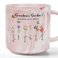 Grandma's Garden Growing Since Custom Year Grandchild's Name Birth Flower Marble Mug