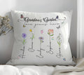 Grandma's Garden Love Grows Here Birth Flower Custom Grandchild's Name Pillow, Gift For Mom, Gift For Grandma, Birthday Gift