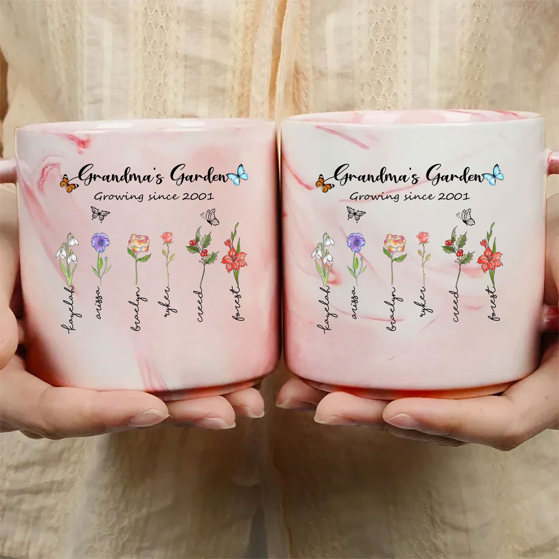 Grandma's Garden Mug Gift for Mom: [Grandchild's Name] Growing Since [Year]

