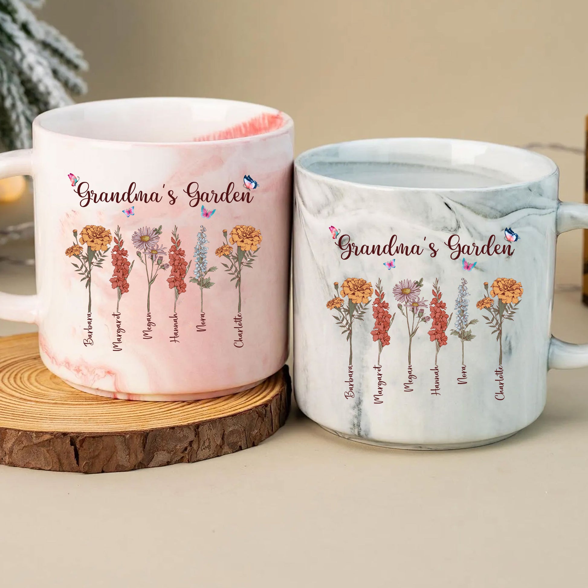 Grandma's Garden Mug for Grandma with Grandchild's Name and Birth Flower

