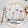 Grandma's Garden Plate Gift for Mom with Grandchild's Name and Birth Flower

