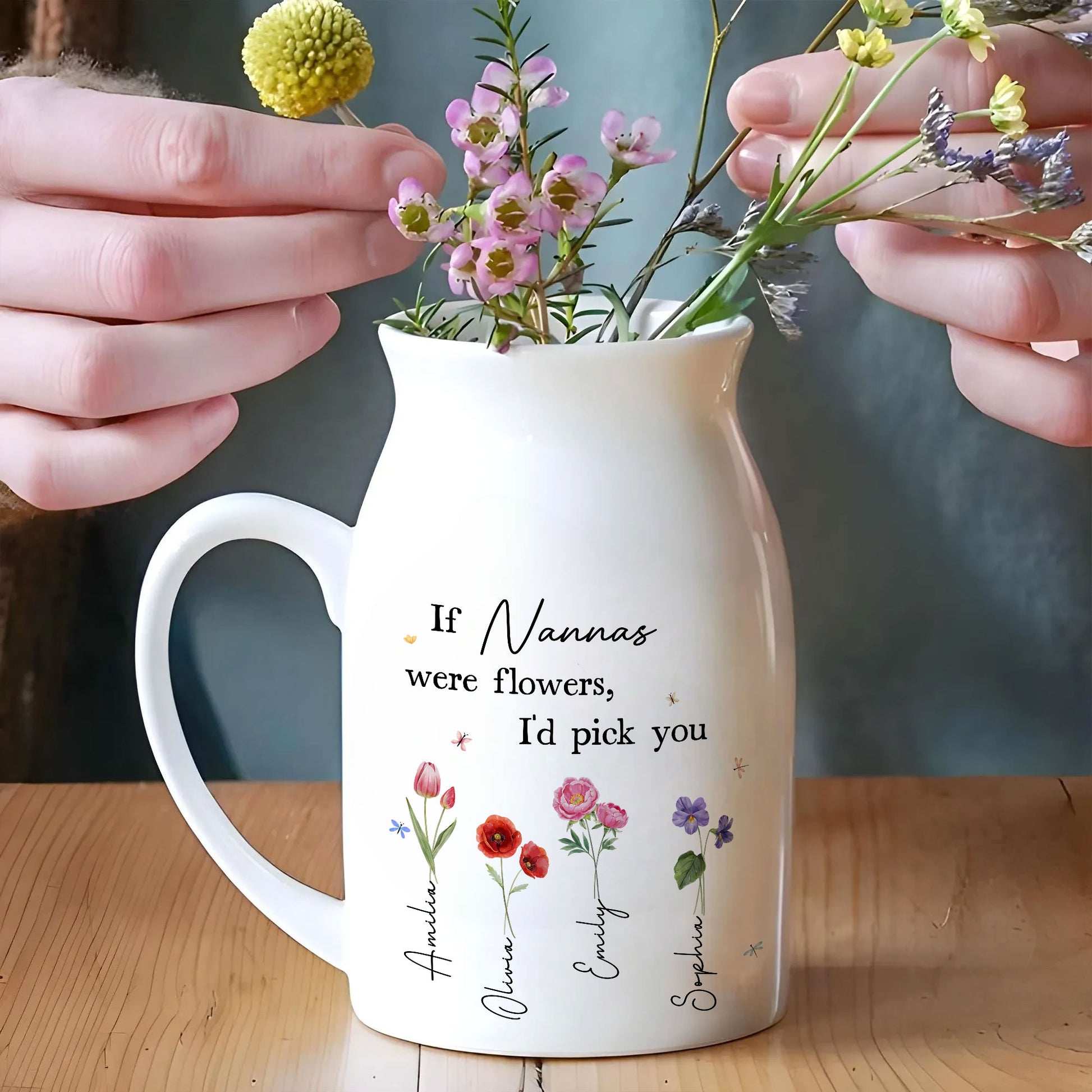 Grandmother Keepsake From Niece | Custom Birth Flower Ceramic Gift For Nana