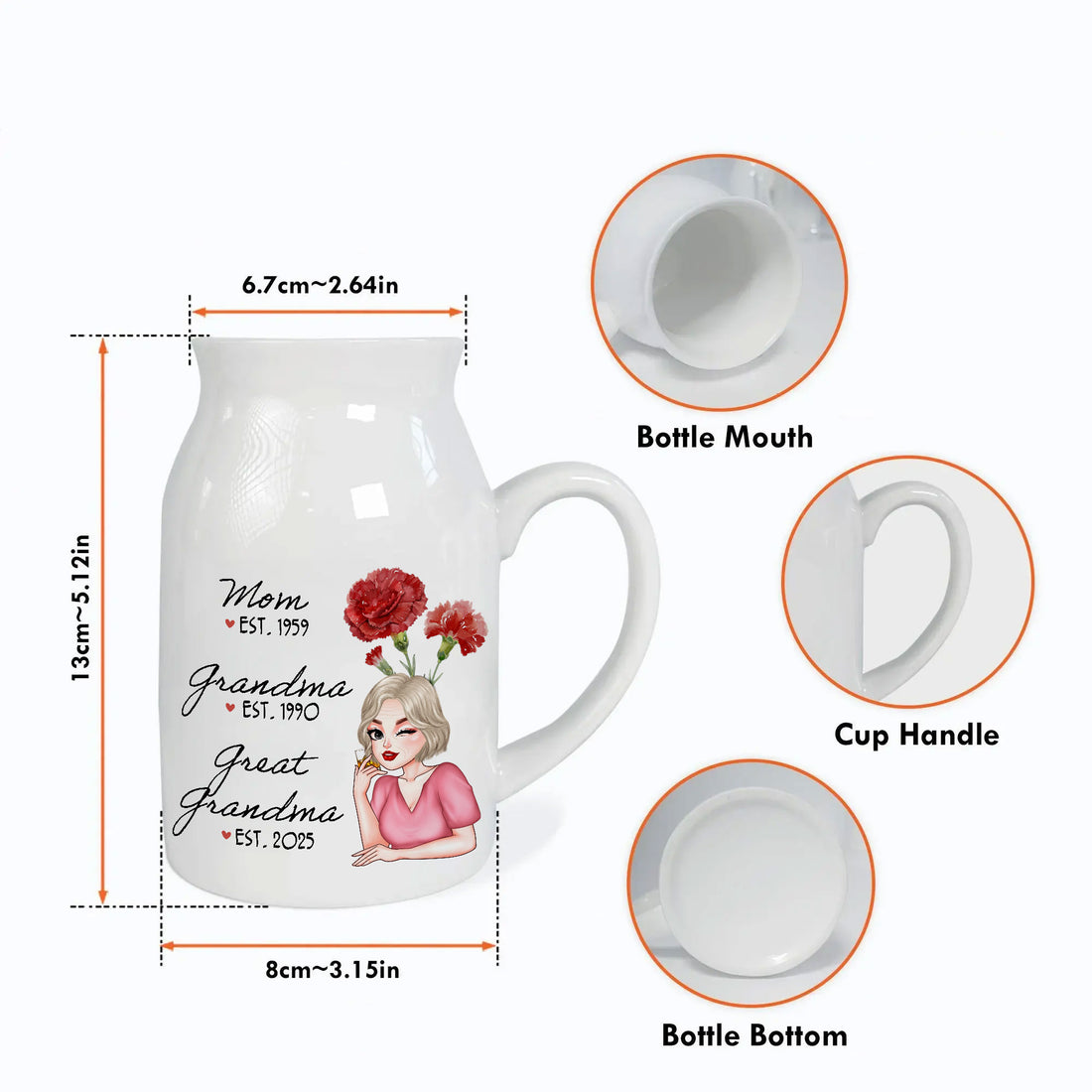 Personalized Great Grandma Birth Month Flower Vase, Mother's Day Gifts, Birthday Gifts, New Great Grandma Gifts, Gifts For Great Grandma