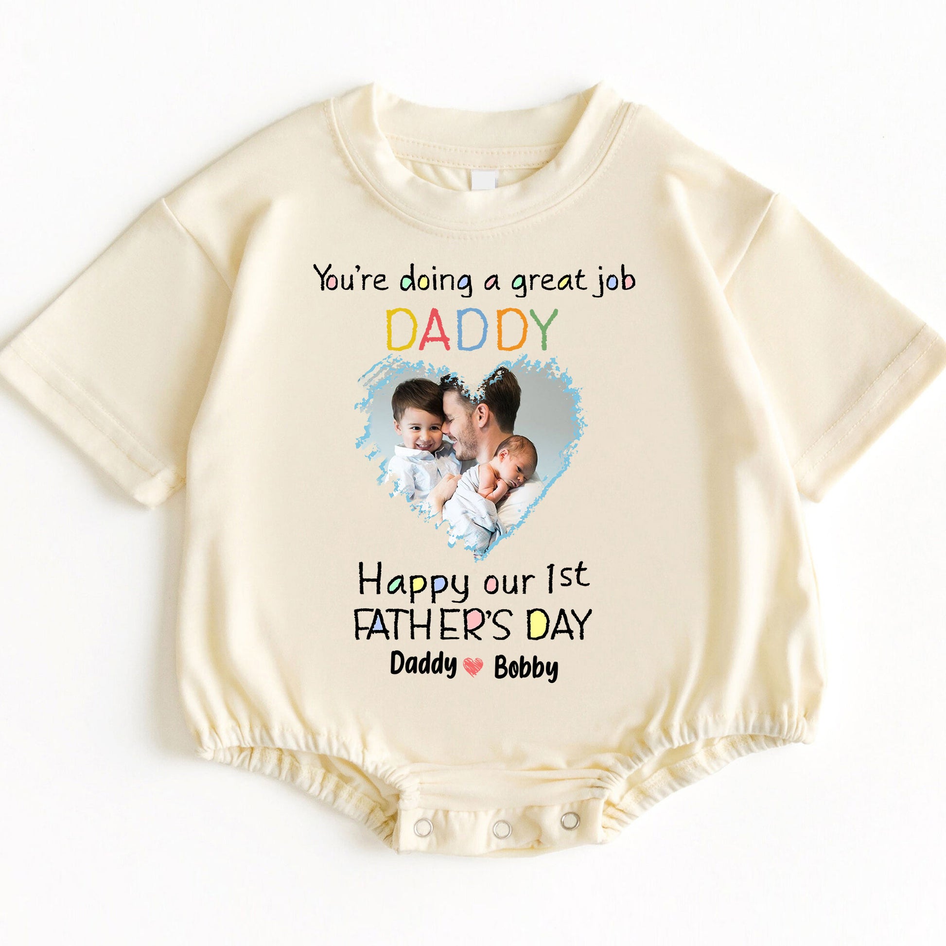 "Great Job Daddy" First Father's Day Personalized Photo Romper