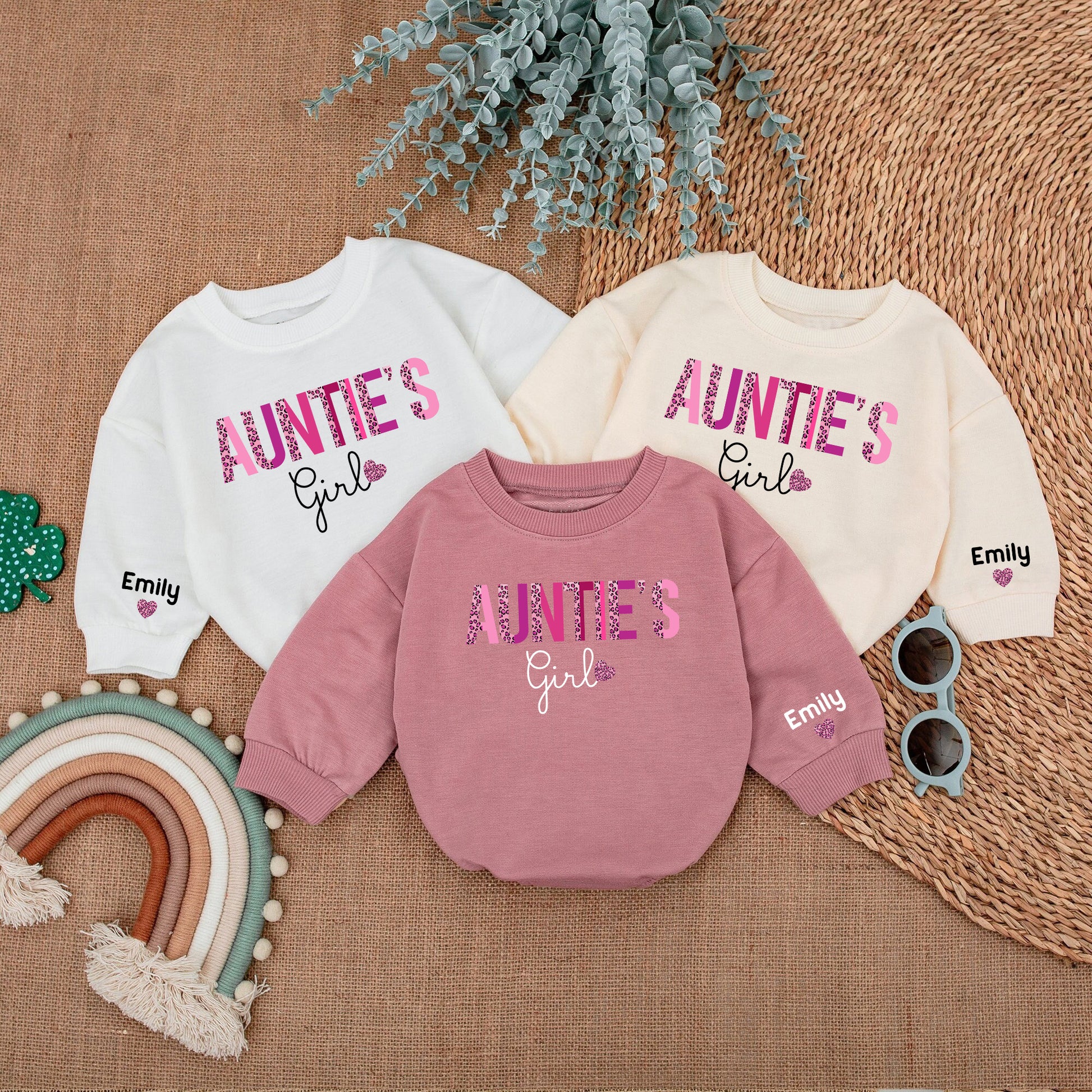 Baby Bodysuit Romper Long Sleeve Customize Name Auntie's Girl Personalized Custom Babysuit - Gift For Niece And Auntie - LuthCreative