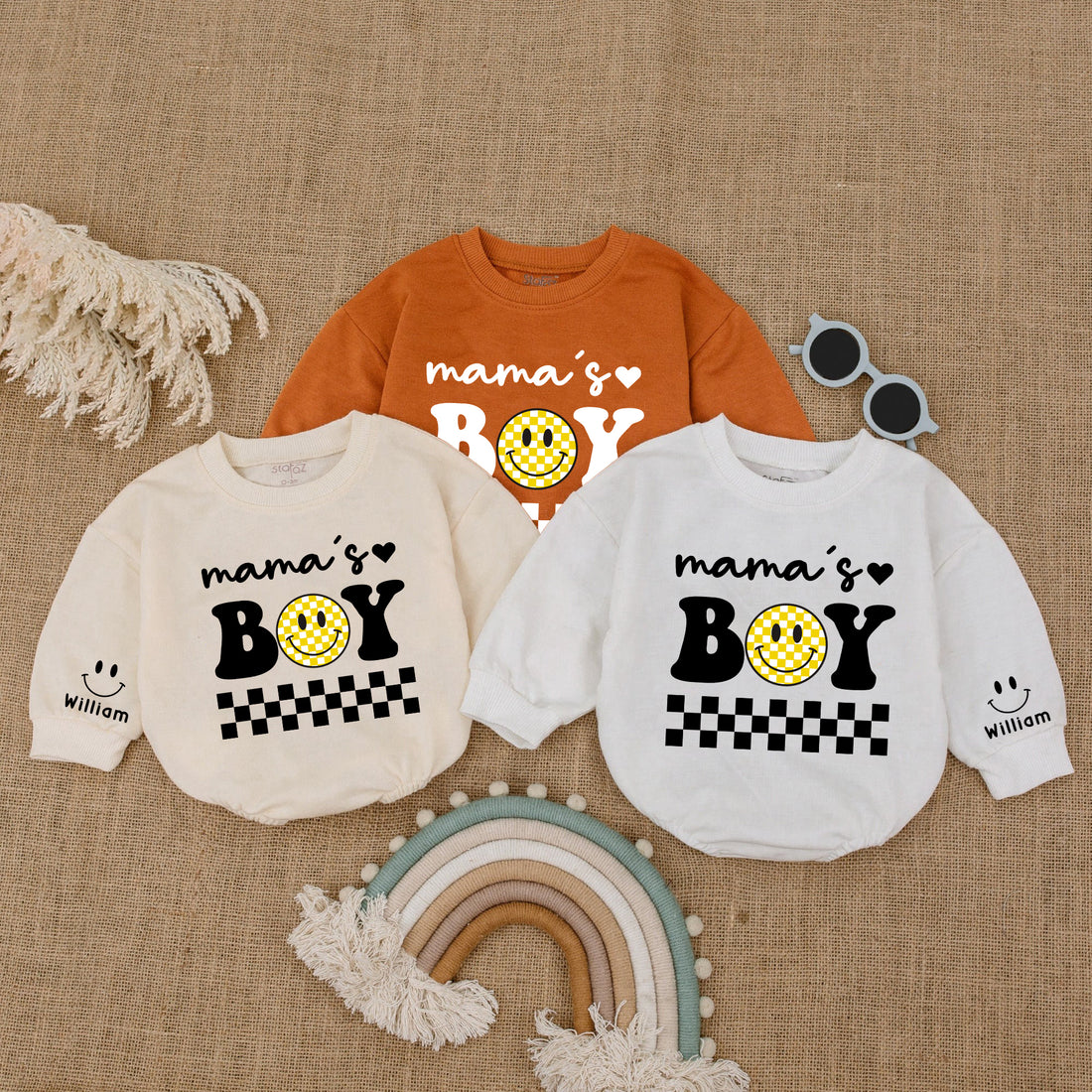 2 Sides Bodysuit Romper Long Sleeve Mama's Boy Personalized Custom Babysuit - Gift For Baby And Mom - LuthCreative