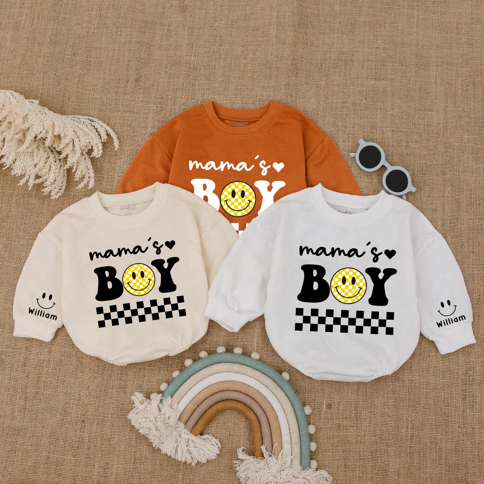 2 Sides Bodysuit Romper Long Sleeve Mama's Boy Personalized Custom Babysuit - Gift For Baby And Mom - LuthCreative
