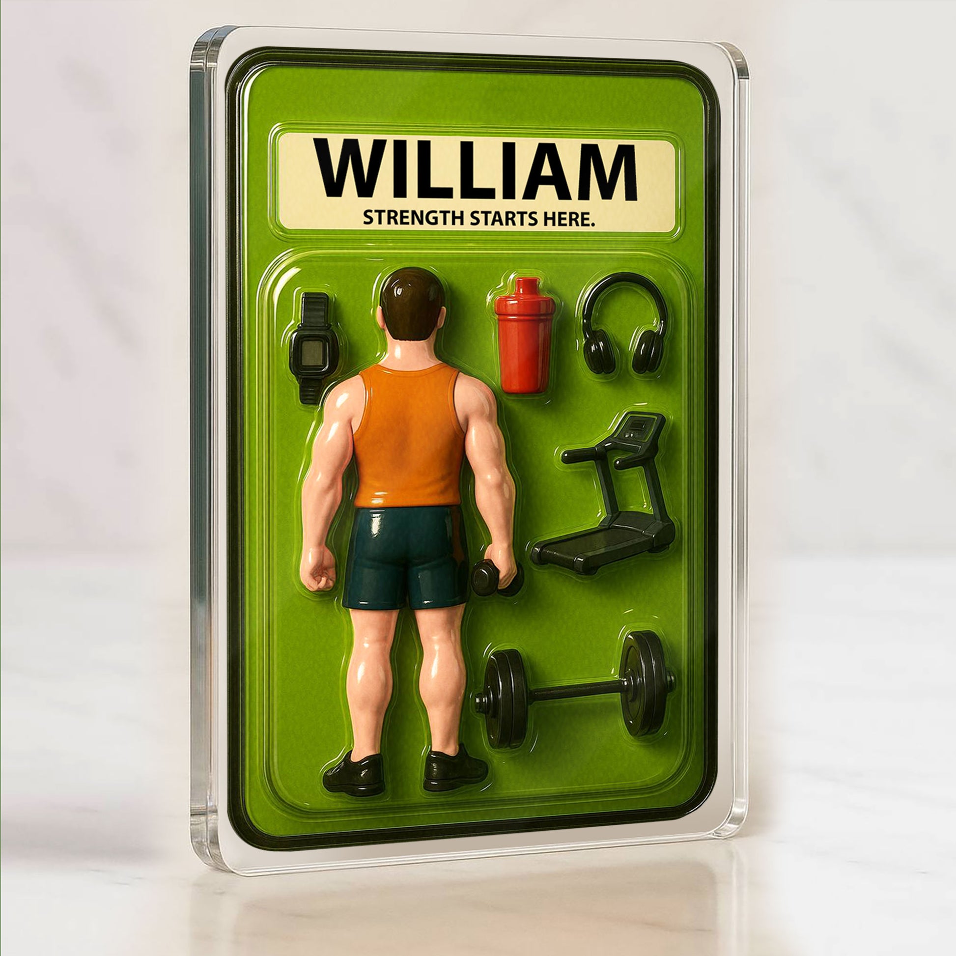 Gym Lover Father's Day 3D Plaque - Personalized "Strength Starts Here" Fitness Gift Desk Decor