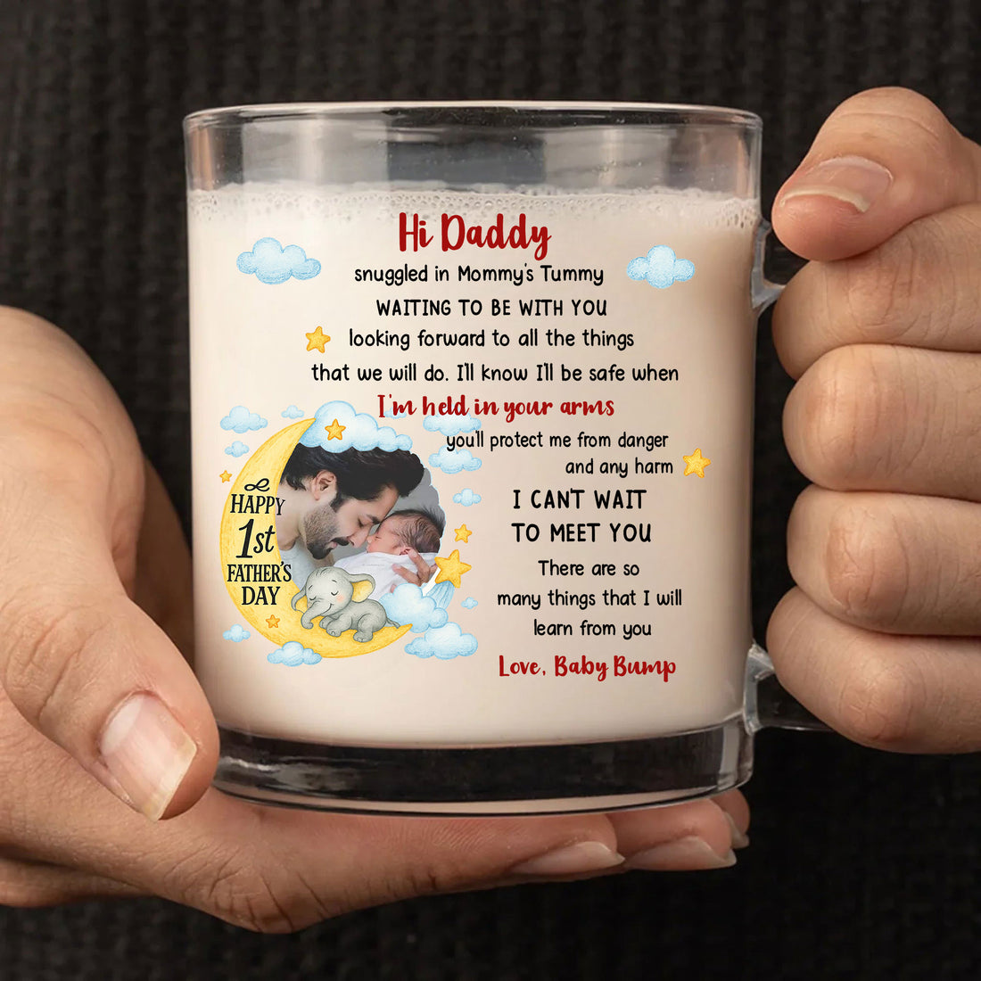 Happy 1st Father’s Day Personalized Mug – Dear Daddy Poem from Baby Bump – Best New Dad Gift for Emotional Dad Moments