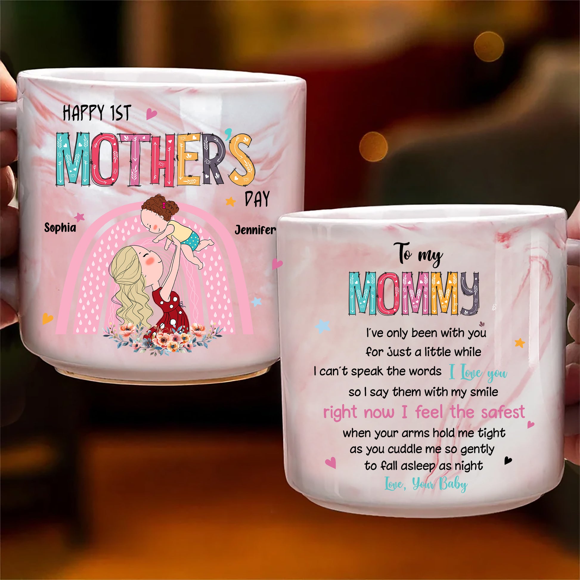 Happy 1st Mothers Day Marble Mug - To My Mommy Marble Mug