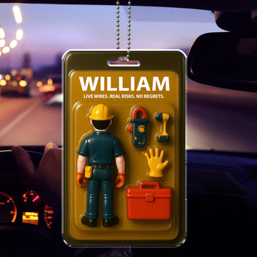Happy Father’s Day Gift for Electricians – Personalized Car Hanging Ornament with Tools – Custom Name Acrylic Decor for Dad

