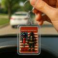 Happy Father’s Day Gift for Firefighter – Custom Acrylic Keychain in 3D Fire Suit Design – Personalized for Hero Dads

