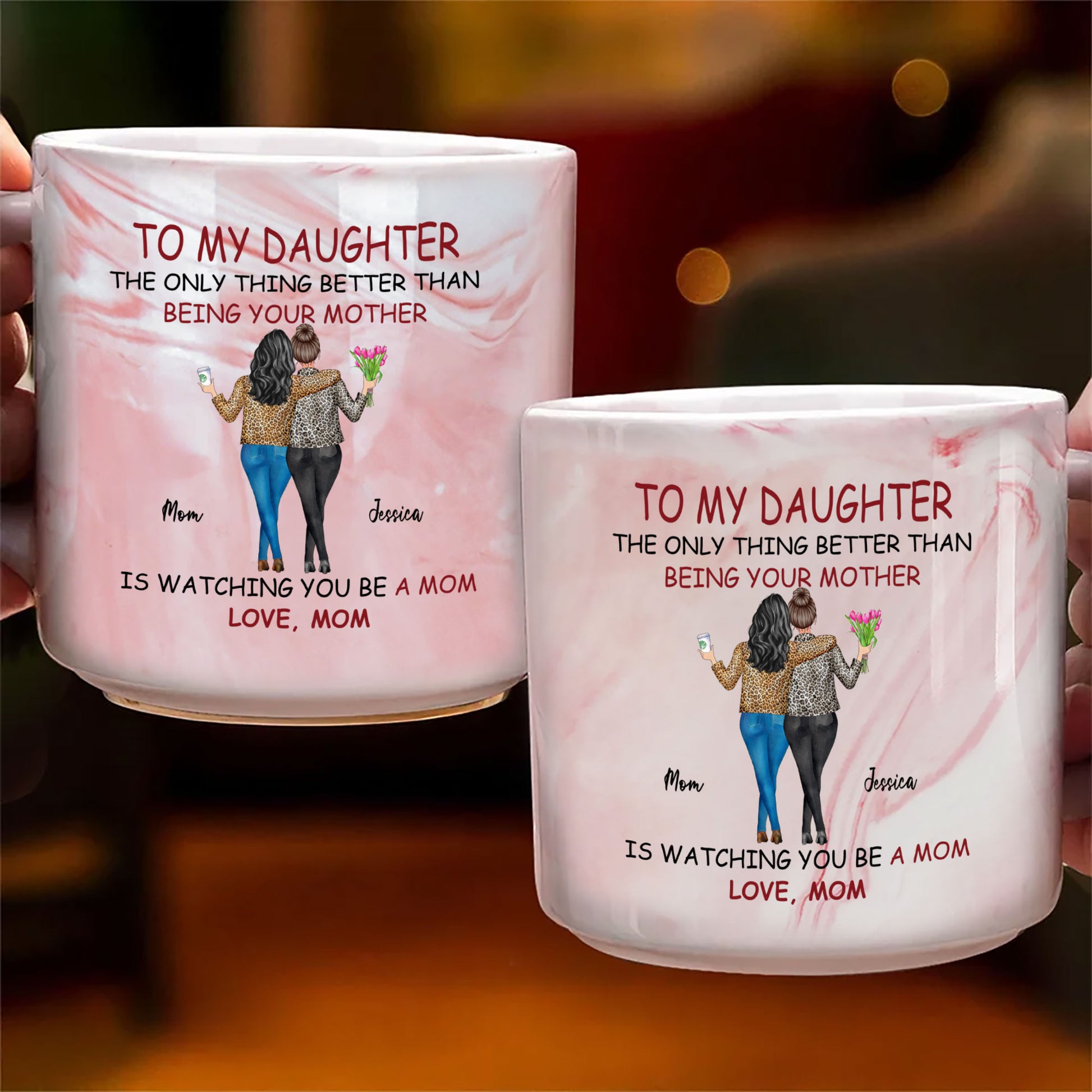 Heartfelt Mother Daughter Message Mug | Personalized Marble Mother's Day Gift