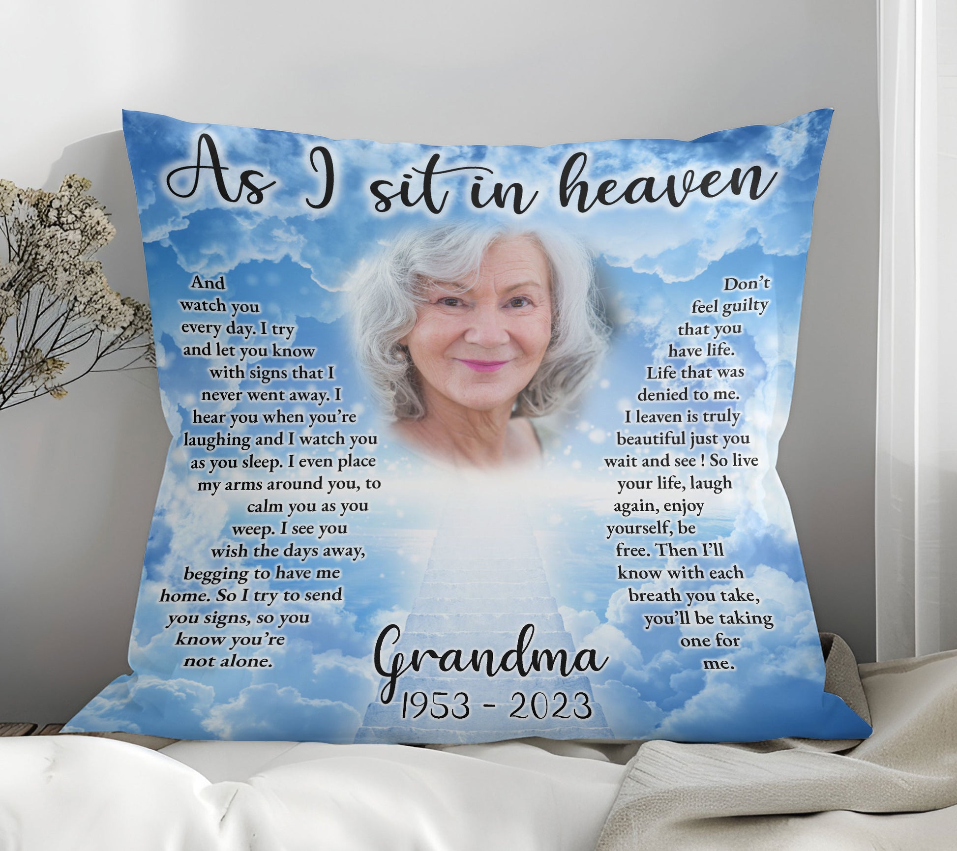 Heaven's Embrace Personalized Memorial Pillow | Custom Sympathy Gift