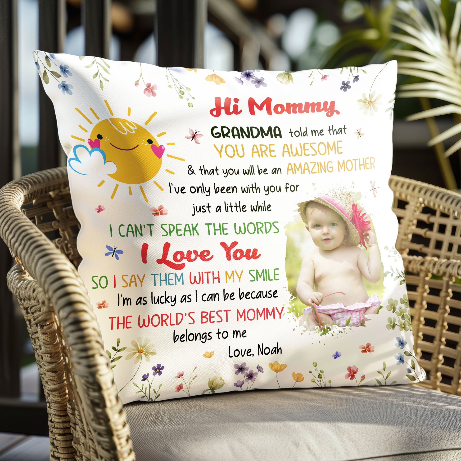 Hi Mommy Grandma Told Me That You Are Awesome Personalized Pillow