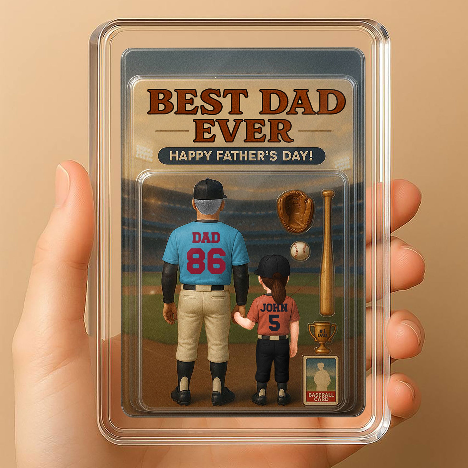 I Caught the Best Dad Custom Baseball Acrylic Plaque with Names & Numbers