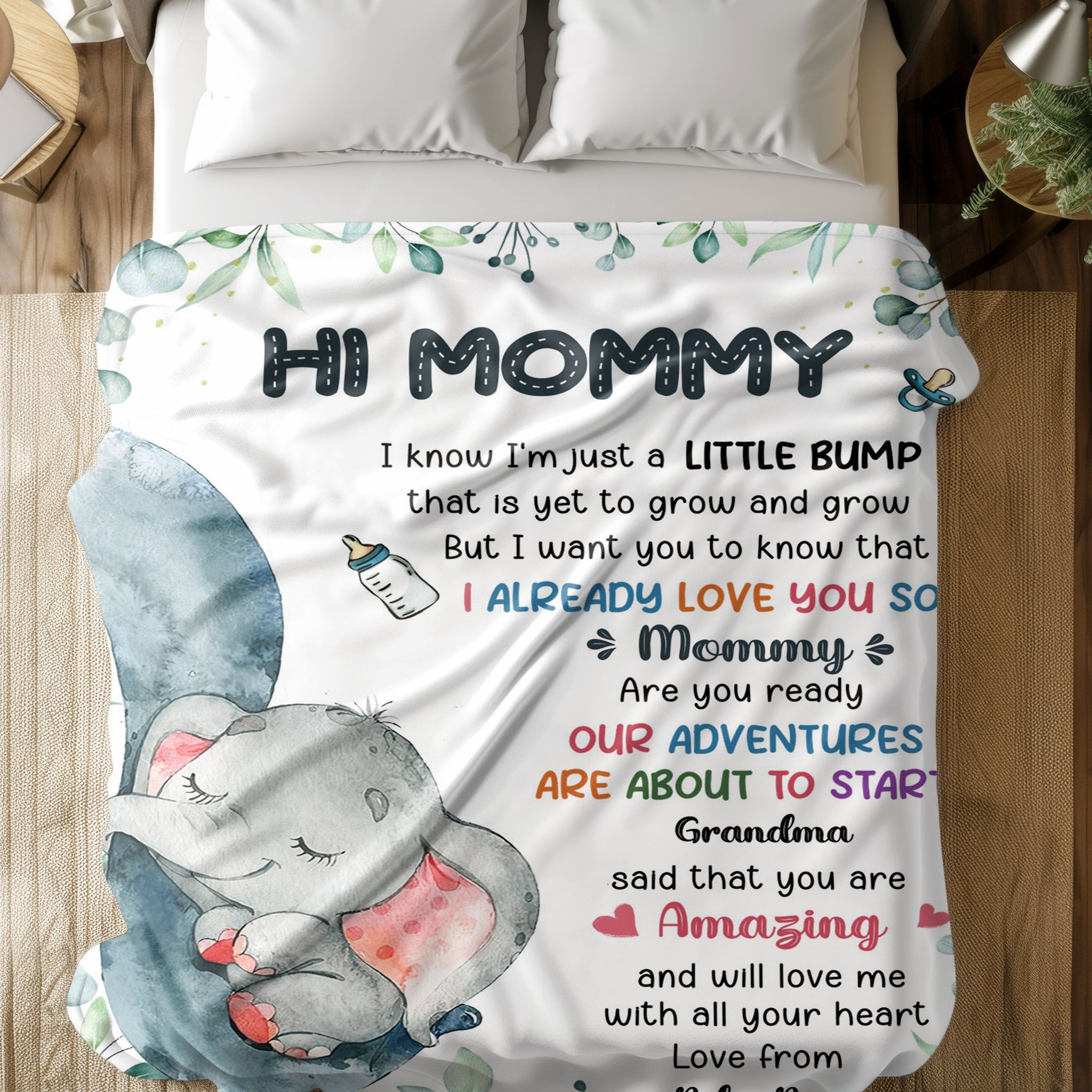 I Know I'm Just A Little Bump That Is Yet To Grow And Grow Elephant Personalized Blanket