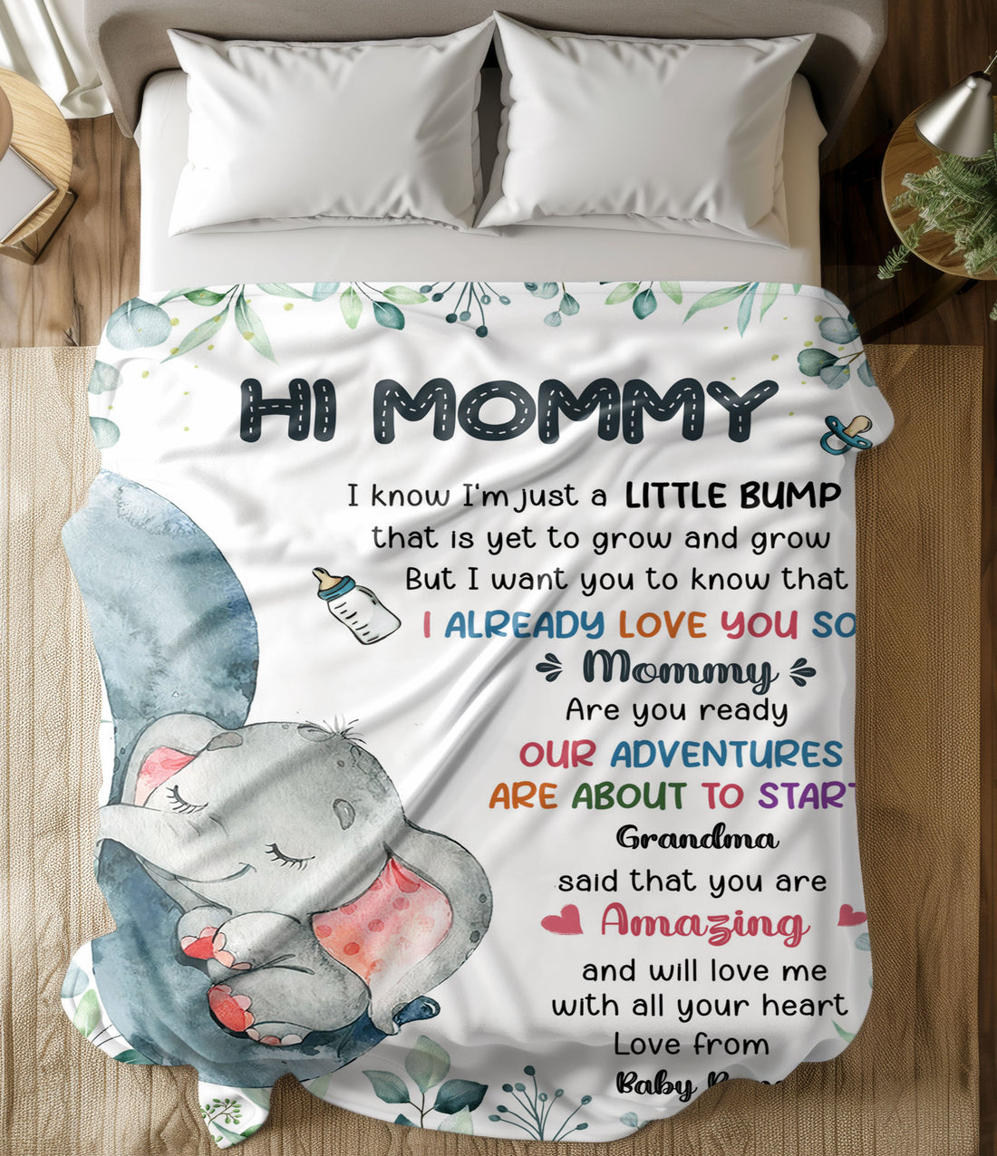 I Know I'm Just A Little Bump That Is Yet To Grow And Grow Elephant Personalized Blanket