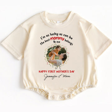 Make her first Mother's Day truly magical! Order the "I'm As Lucky As Can Be The Best Mommy Belongs To Me - Happy Our First Mother's Day" Romper Baby Bodysuit today and give the gift of love, comfort, and cherished memories that will last a lifetime!