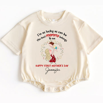 Make her very first Mother's Day an absolutely, unequivocally extraordinary, deeply meaningful, and truly unforgettable experience with the 'I'm As Lucky As Can Be The Best Mommy Belongs To Me - Happy Our First Mother's Day' Romper Baby Bodysuit. 