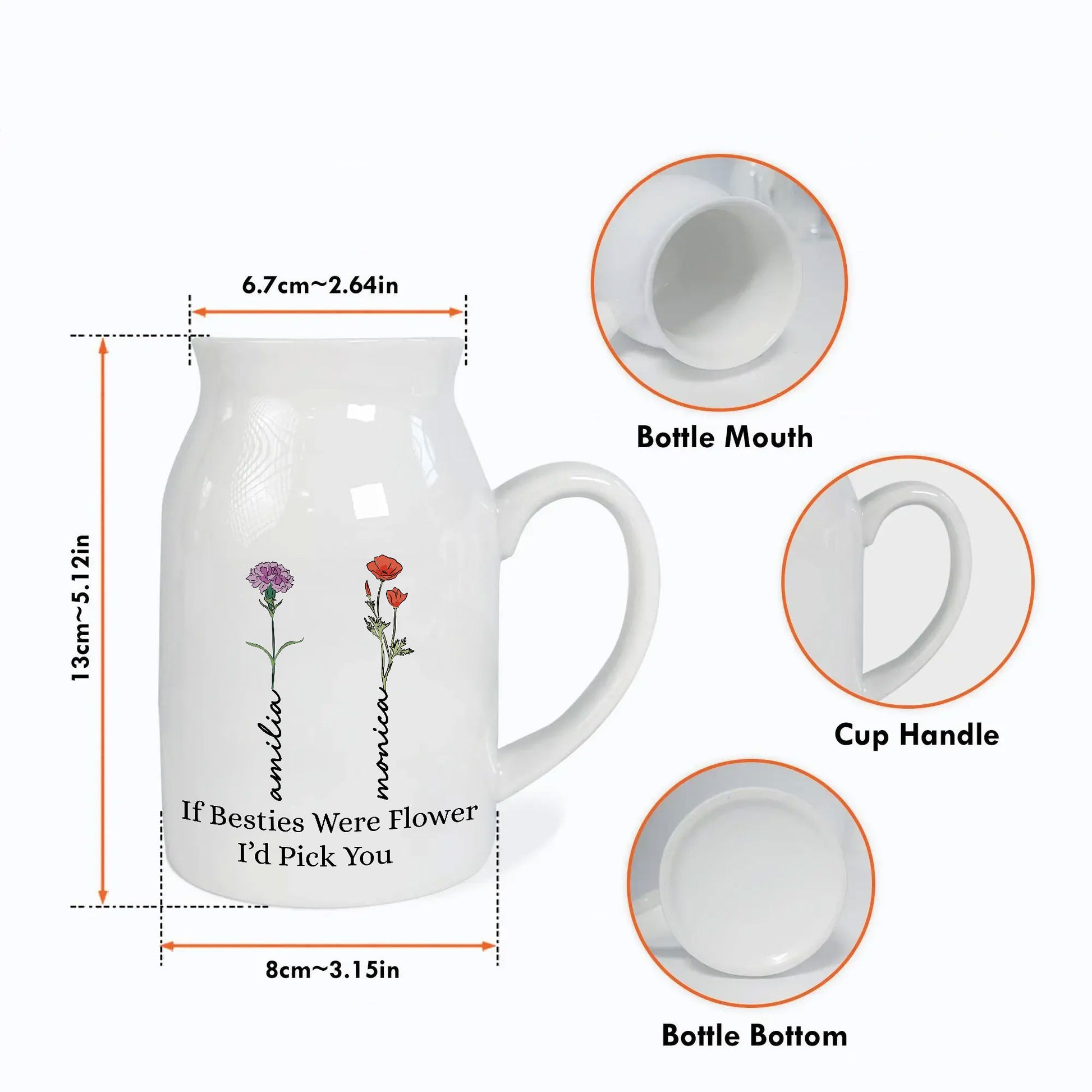 If Besties Were Flower I'd Pick You Birth Month Flower Personalized Ceramic Vase