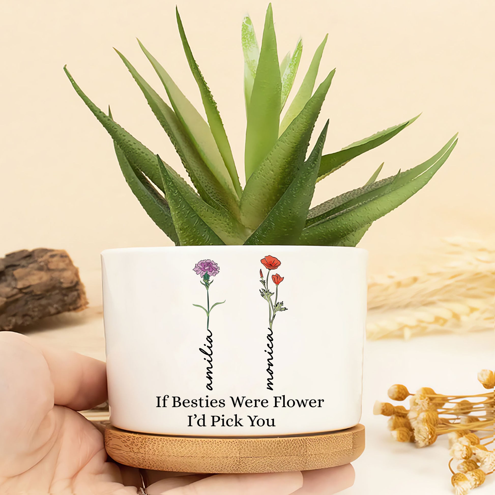 If Besties Were Flowers, I'd Pick You – Birth Month Flower Personalized Custom Name Ceramic Plant Pot