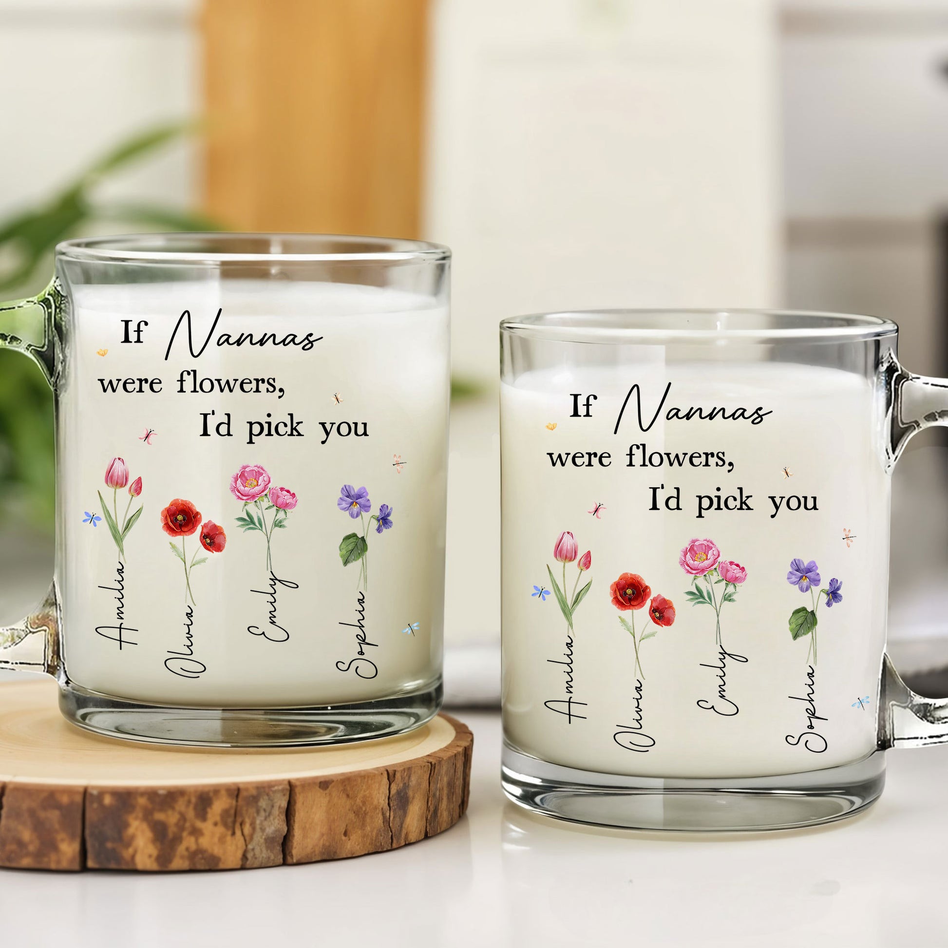 "If Nannas Were Flowers" Personalized Glass Mug - Custom Gift for Grandma
