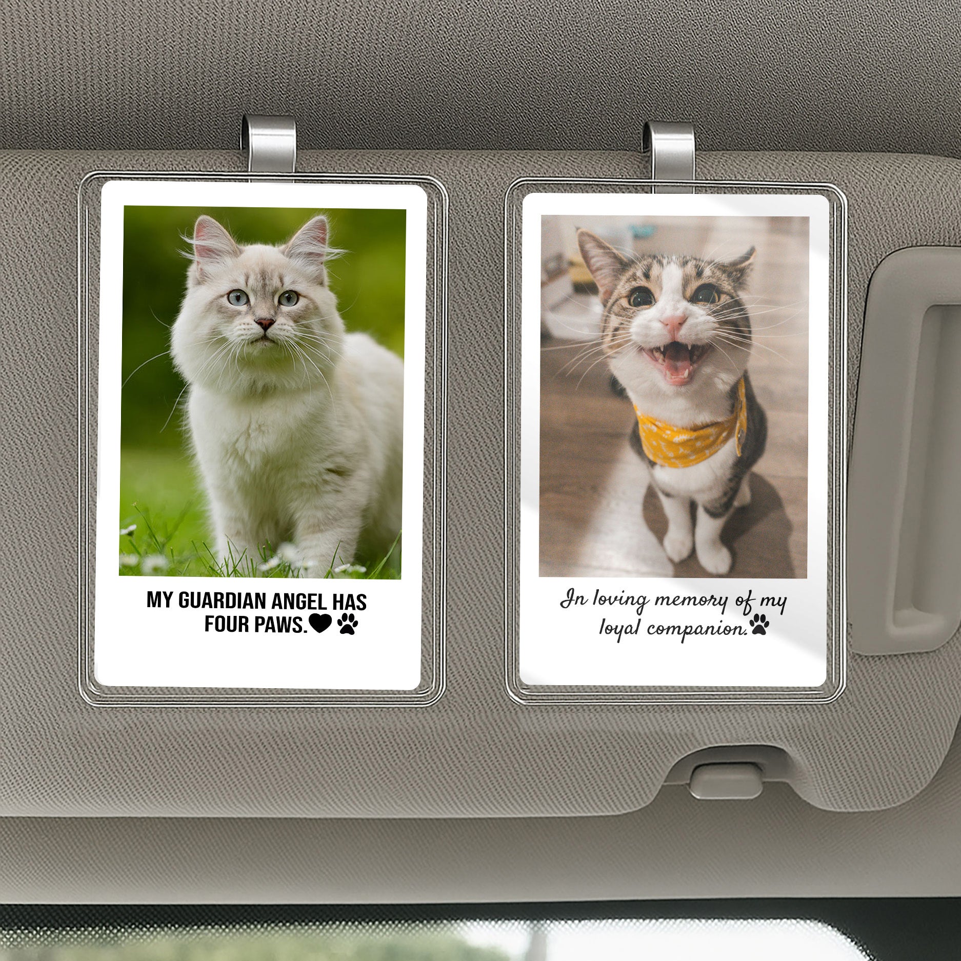 In Loving Memory Pet Car Visor Clip – Personalized Cat or Dog Memorial Gift, Photo Charm for Car Rearview

