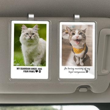 In Loving Memory Pet Car Visor Clip – Personalized Cat or Dog Memorial Gift, Photo Charm for Car Rearview

