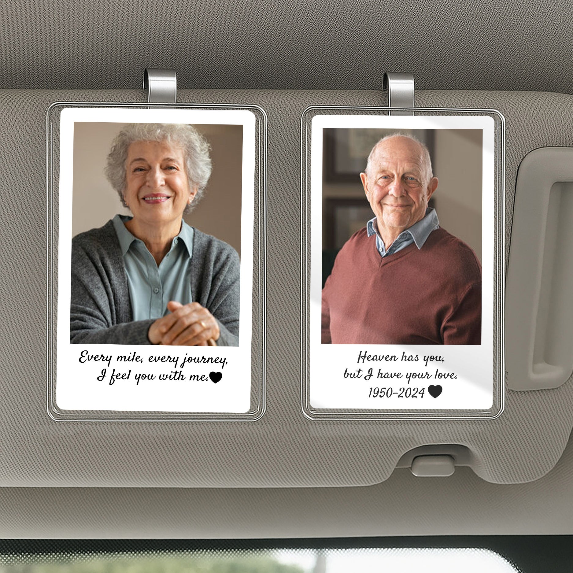 In Loving Memory Visor Clip – Keep Their Smile Close on Every Drive, Custom Car Memorial Gift with Photo

