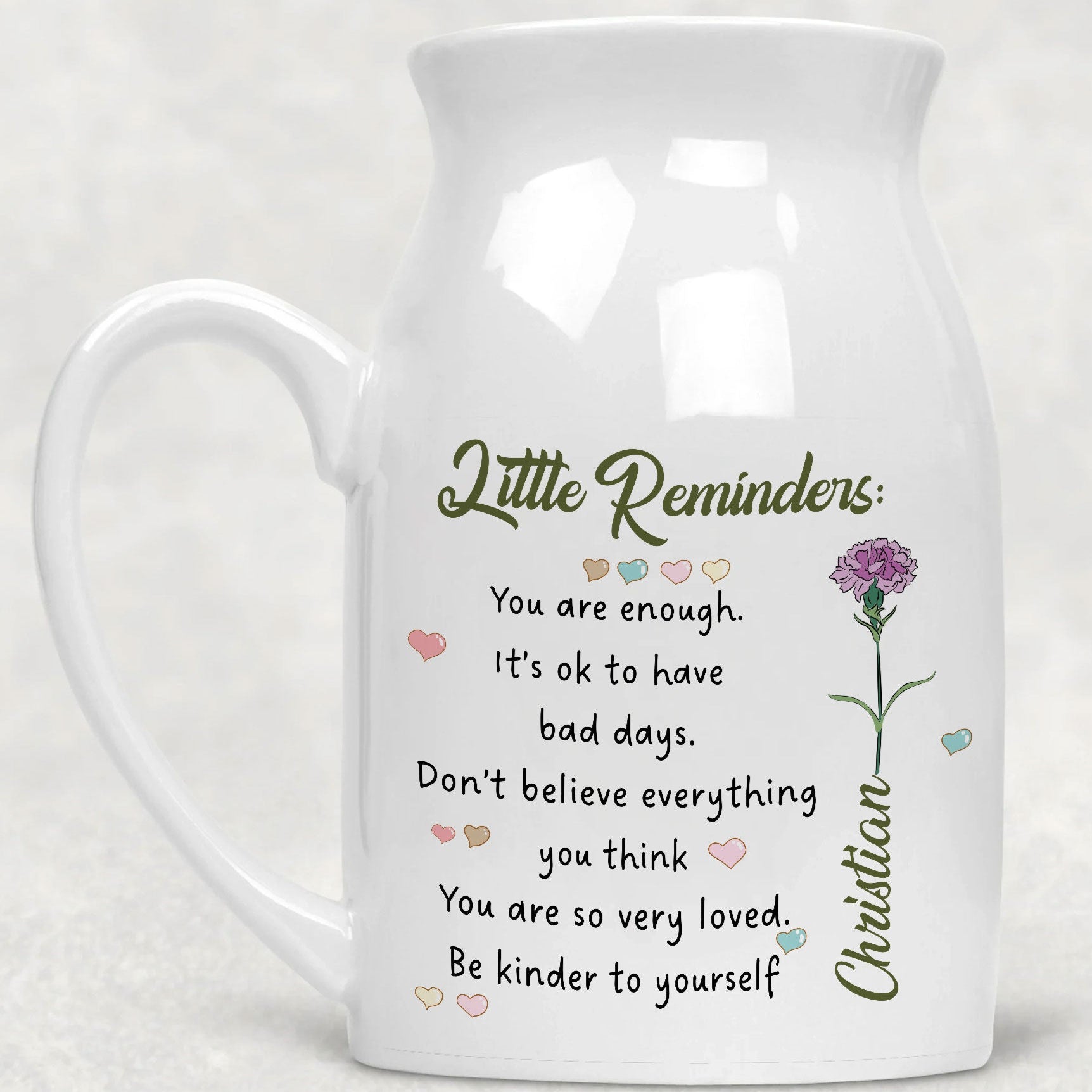 Inspirational Motivational Gifts Little Reminders You are Enough Birth Flower Personalized Ceramic Vase