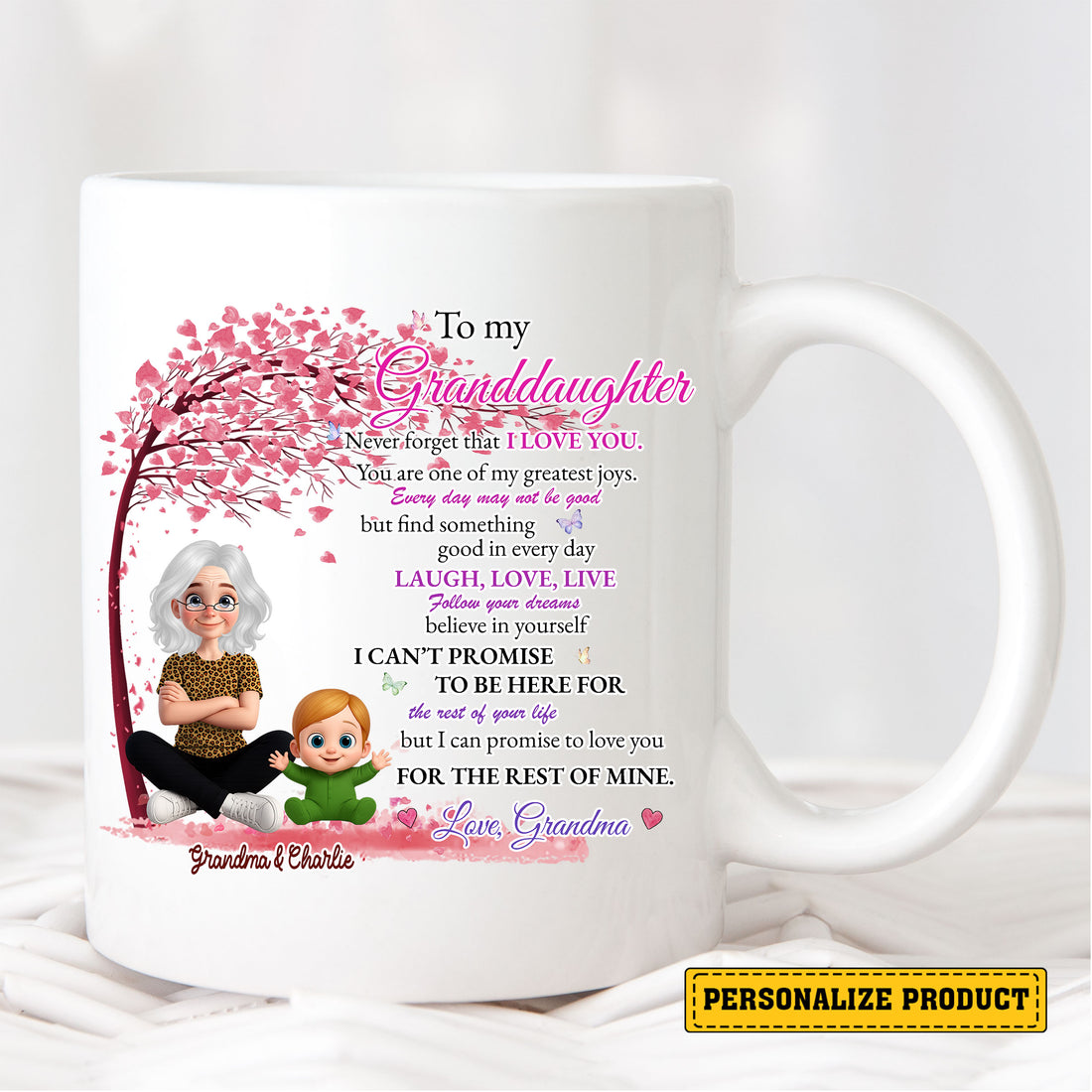 To My Granddaughter Ceramic Mug – Heartfelt Love Letter Gift from Grandma with Inspirational Message to Encourage, Support, and Celebrate Her Journey Through Life