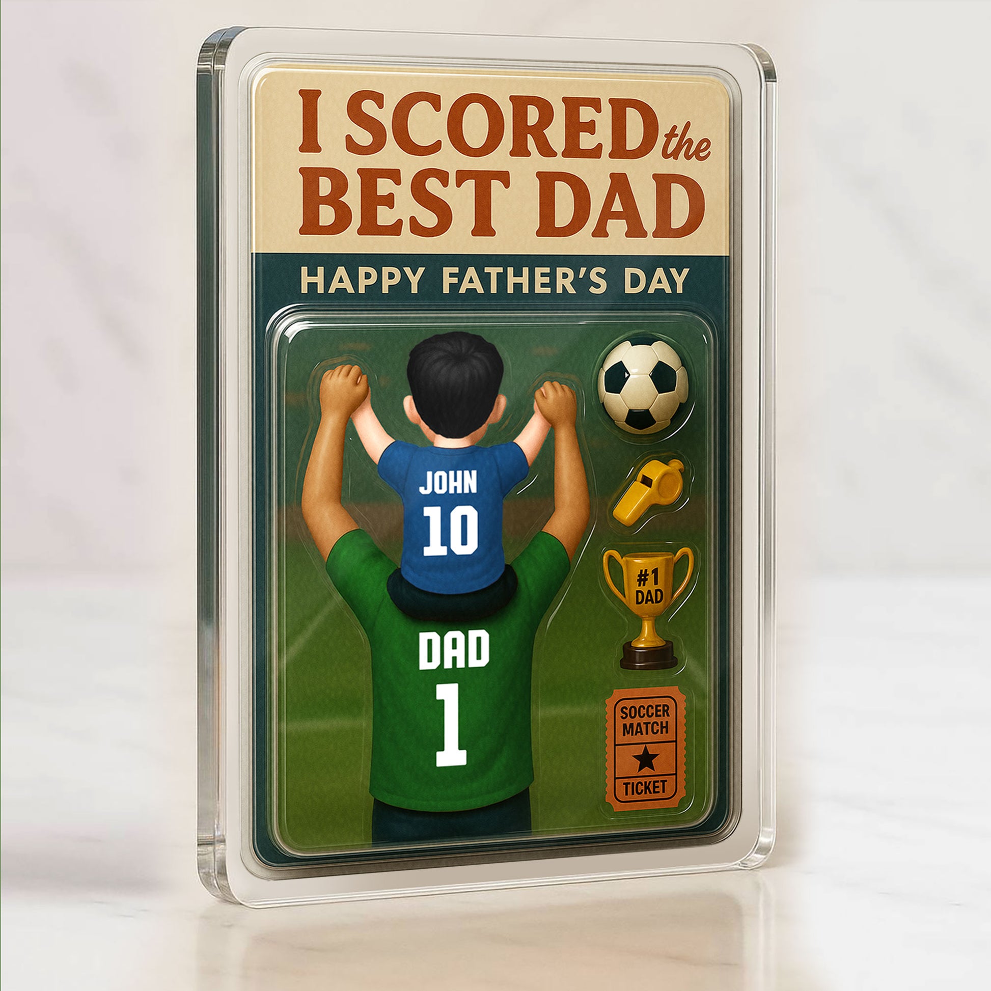 Kick Off Father’s Day with a Personalized Soccer Dad Gift – 3D Acrylic Display with Custom Name & Jersey Number

