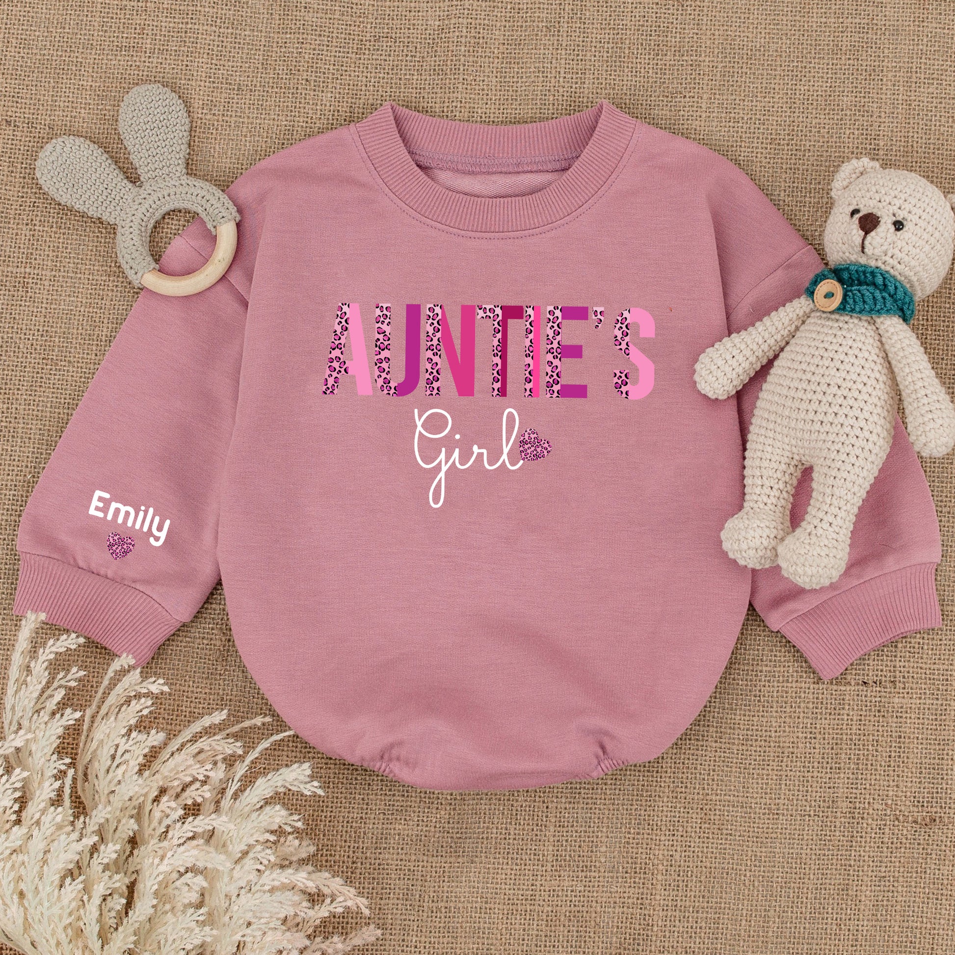 Baby Bodysuit Romper Long Sleeve Customize Name Auntie's Girl Personalized Custom Babysuit - Gift For Niece And Auntie - LuthCreative