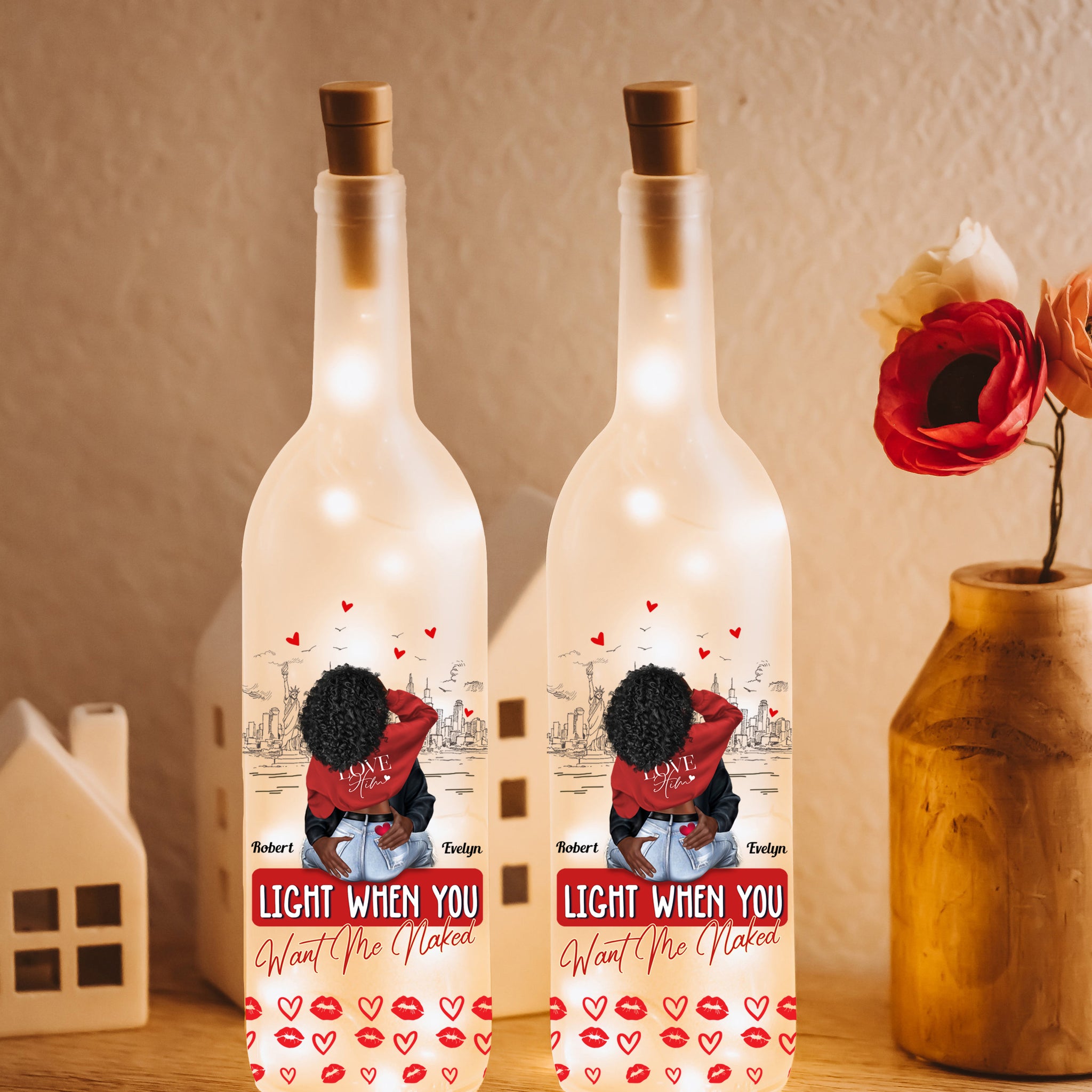 Light When You Want Me - Couple Personalized Custom Bottle Lamp - Gift For Husband Wife, Anniversary