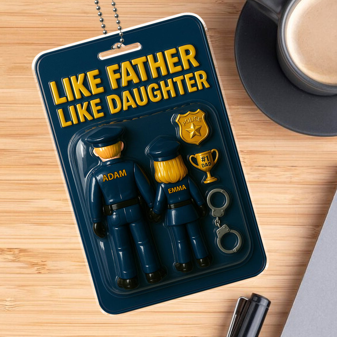 Personalized Police Officer Father Daughter Car Hanging Ornament - Custom Names