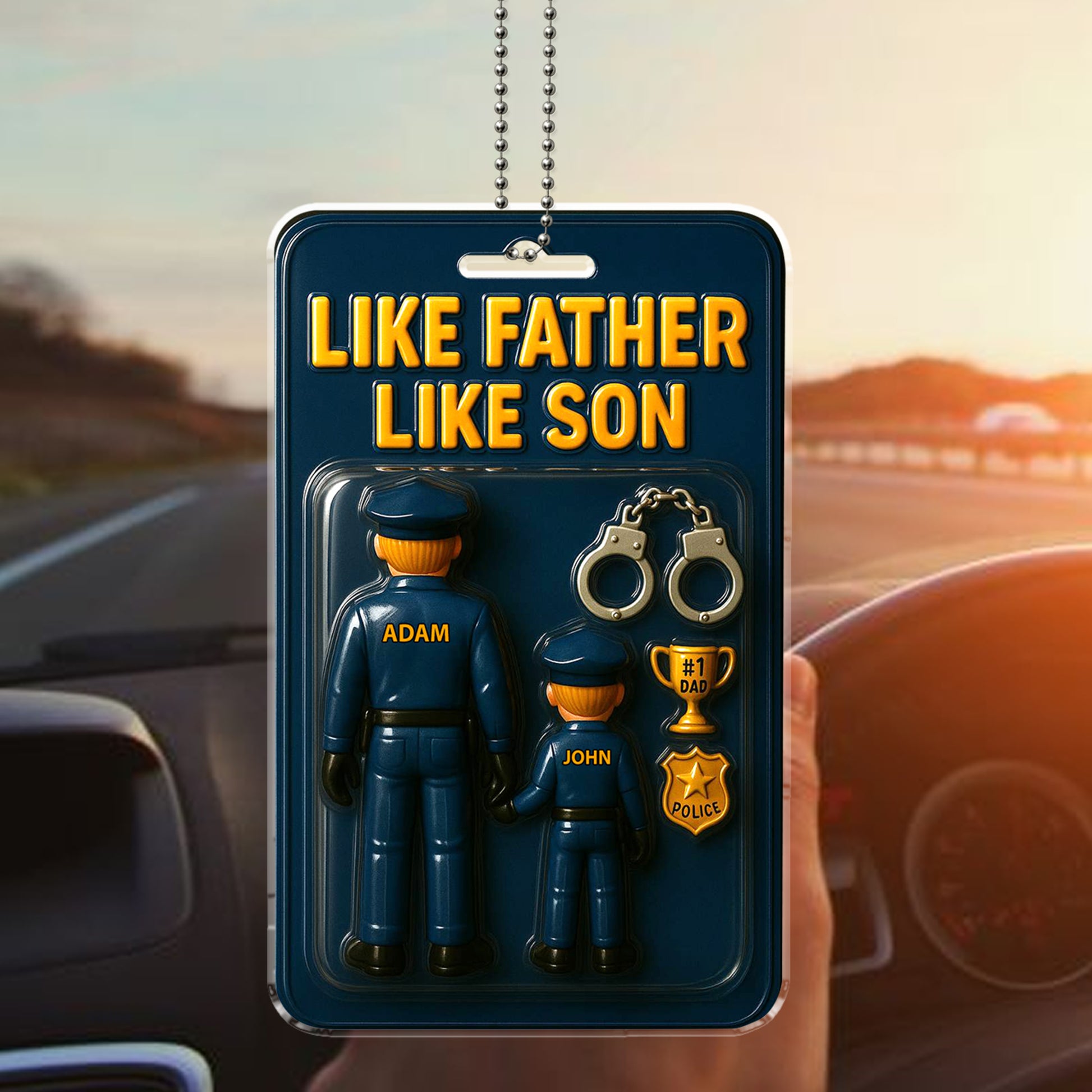 “Like Father Like Son” Police Themed Car Hanging Ornament – Ideal Gift for Dad on Father’s Day from Proud Kids of Law Enforcement

