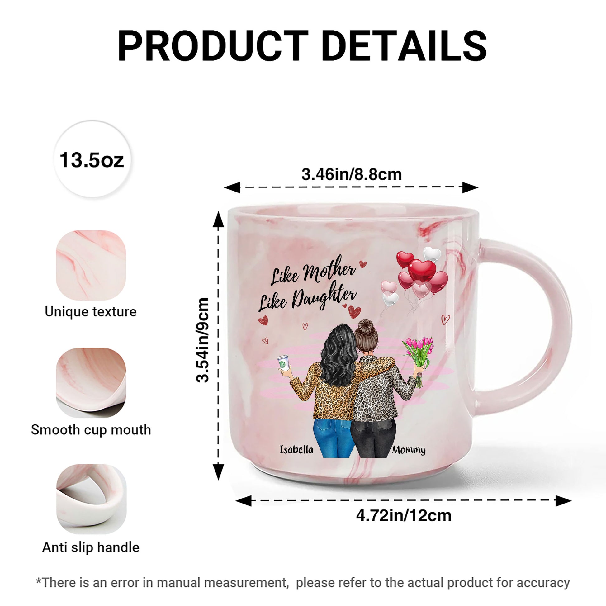 Like Mother Like Daughter Custom Name Personalized Marble Mug