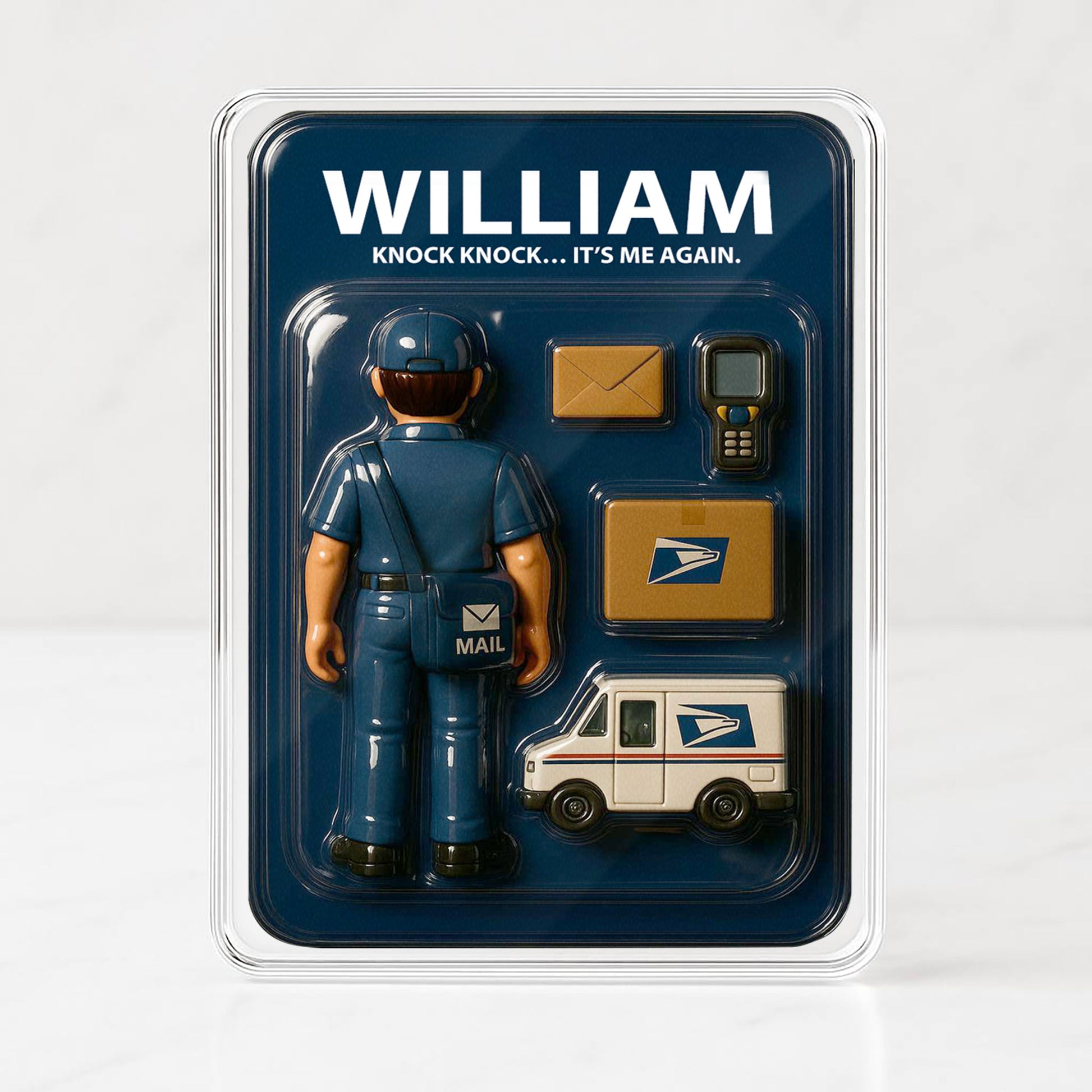 Mail Carrier Father's Day 3D Plaque - Personalized USPS Gift "Knock Knock" Desk Decor