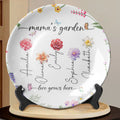 Mama's Garden Love Grows Here Custom Kid's Name Birth Flower Personalized Ceramic Plate, Gift For Mom, Gift For Grandma, Mother's Day Gift