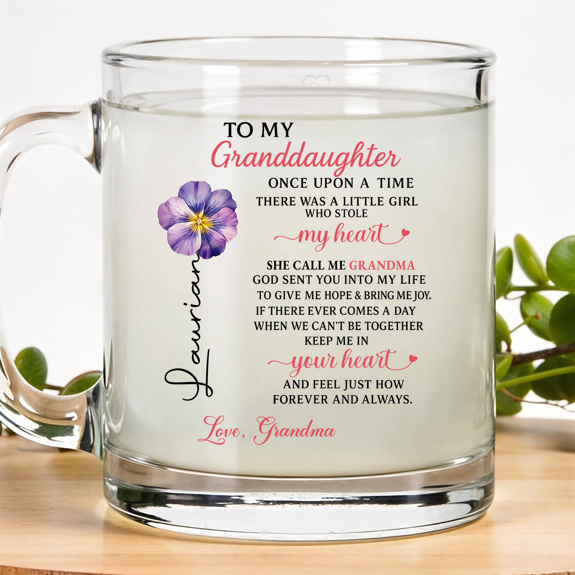 Meaningful Granddaughter Gift Glass Mug – Touching Keepsake from Grandma to Granddaughter for Birthday, Christmas, or Just Because She’s Special