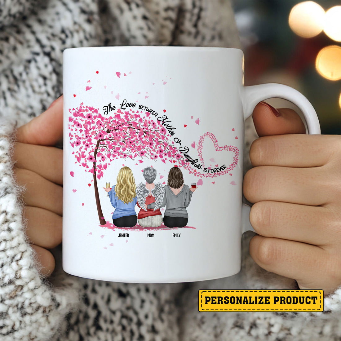 Offer comfort and remembrance with our 'Memorial The Love Between Mother And Daughter Is Forever' White Ceramic Mug. Choose the perfect size and personalize it to create a truly meaningful Gift For Mom or a loving tribute to a daughter whose memory will forever live on.