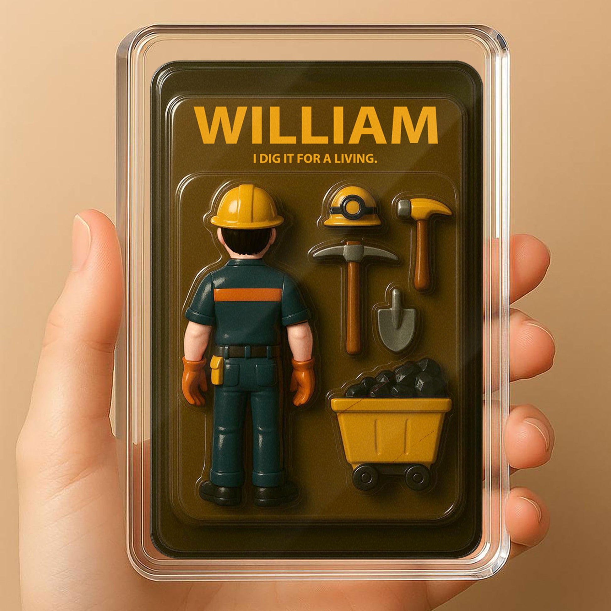 Miner Father's Day 3D Plaque - Personalized Mining Gift "I Dig It" Desk Decor